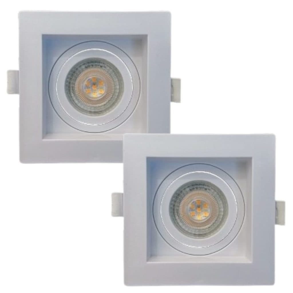 Kit 2 Spot de embutir MR16 Quadrado Recuado para Teto Branco