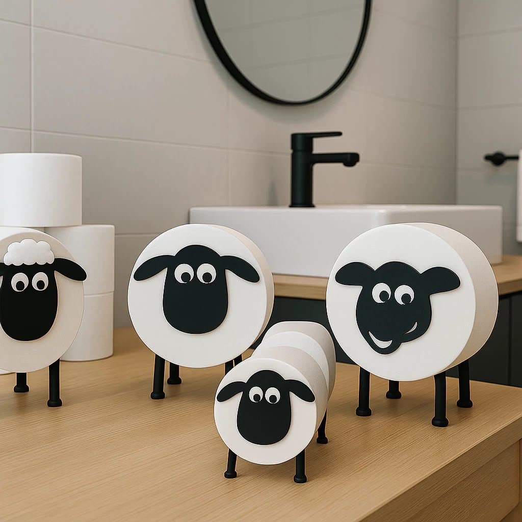 Porta Papel Higiênico Ovelha Decorativo Suporte para 1 Rolo Organizador Criativo para Banheiro e Lavabo