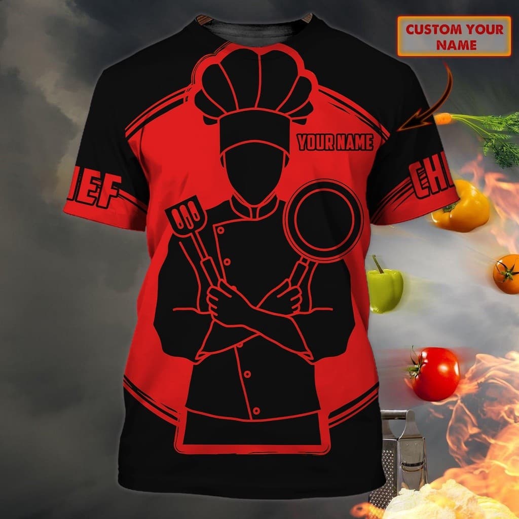 Camiseta masculina verão venda quente nome personalizado Chef impressão 3D de manga curta unissex Casual camiseta