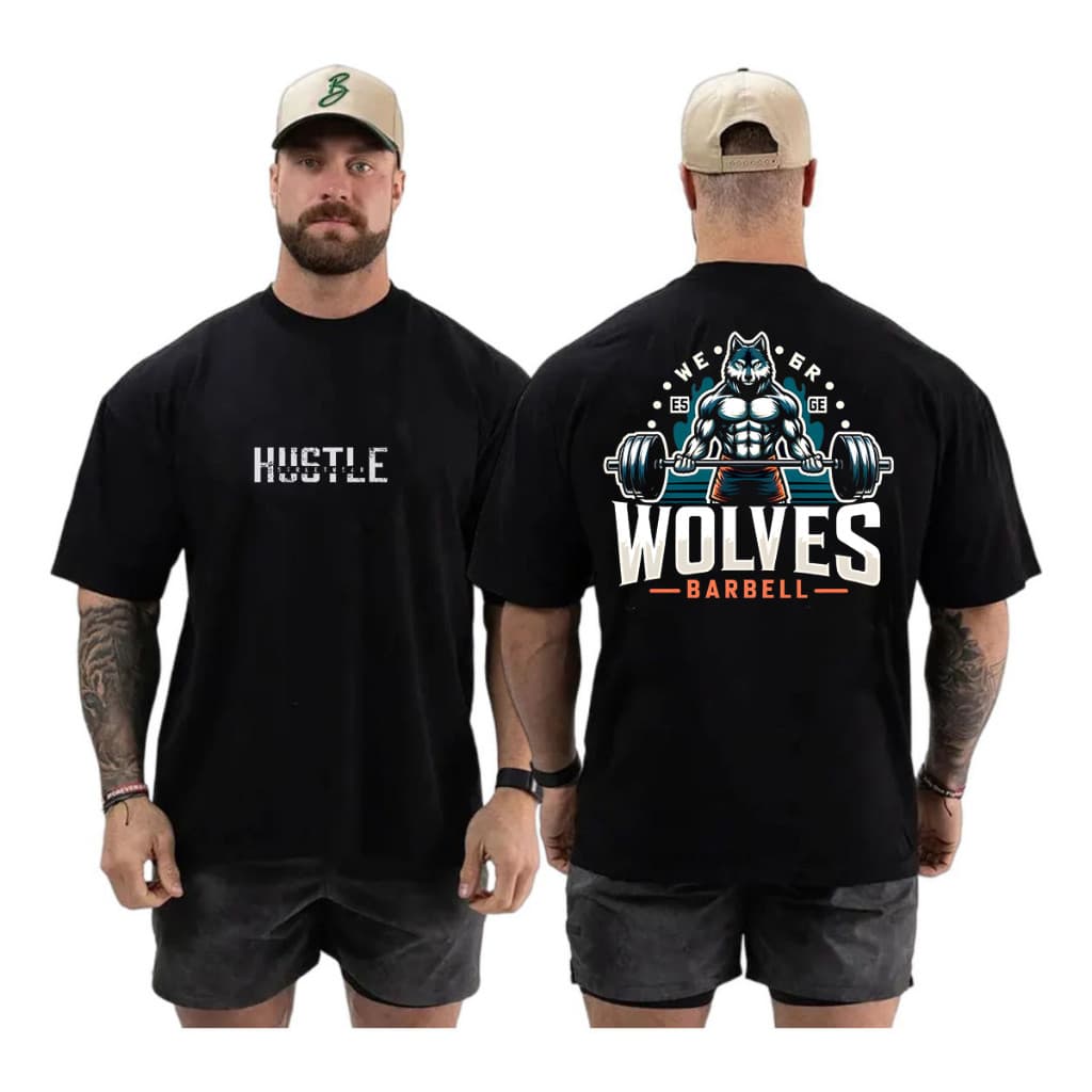 Camiseta Oversized Academia Wolves Treino Musculação Maromba 100% Algodão Premium Alta Qualidade
