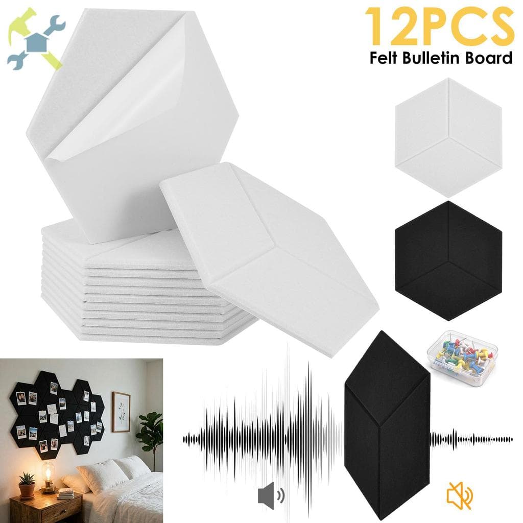 12 Pçs Hexágono Feltro Boletim Board Telhas Com Pushpin Cortiça Placa Alternativa Para Escritório E Decoração Da Parede