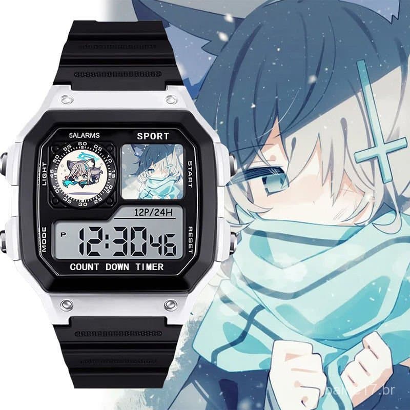 Relógio esportivo popular da Blue Archive Sand Wolf Shiroko, relógio eletrônico silencioso, um presente moderno para a v