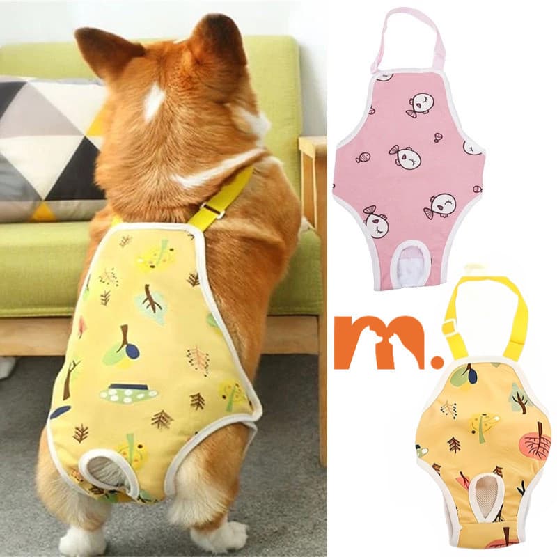 Calças fisiológicas para cães com alças, roupa íntima de segurança adequada para cadelas de pequeno e médio porte.
