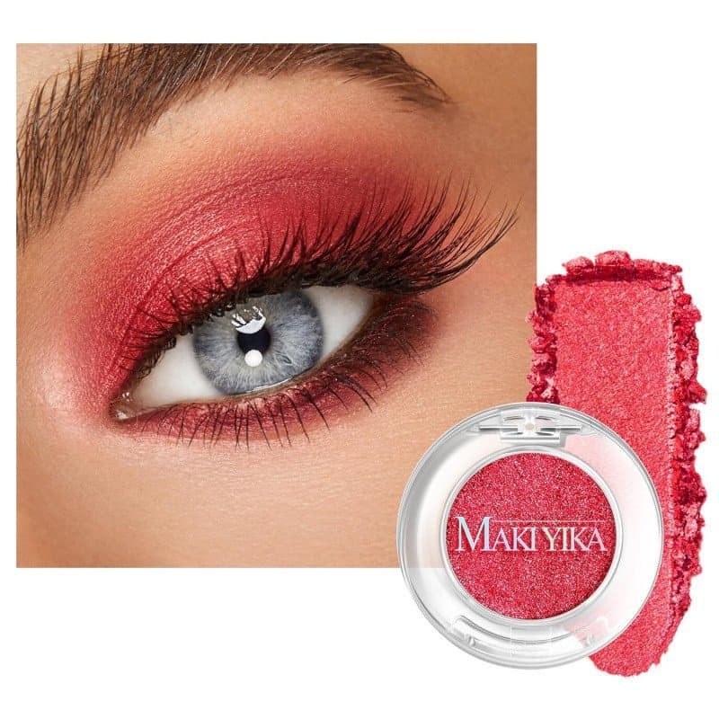 Sombra de olhos em creme vermelho profundo MAKIYIKA, cor única, paleta de sombra de olhos vermelho vampiro cintilante, a