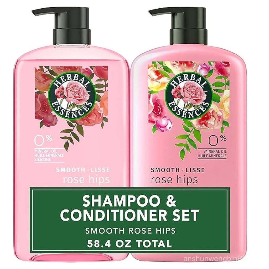 Conjunto de shampoo e condicionador Herbal Essence, linha suave, sem parabenos, adequado para cabelos com coloração, Co