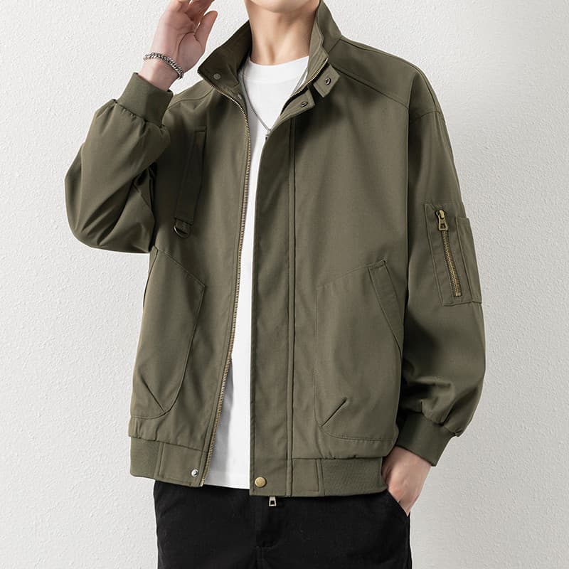 Caminhadas ao ar livre Workwear americano Retro Ami cáqui vôo terno jaqueta masculina primavera outono novo estilo solt