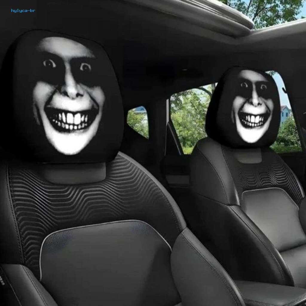 Lively Car Decor Exaggerated Smile Halloween Skull Headrest Covers – Spooky Auto Seat Protectors Funny for Most for So