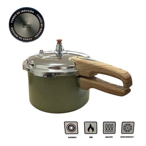 Panela Pressao Max Chef Inducao Alta Pressao Cozinha 4.2L Verde Acinzentado
