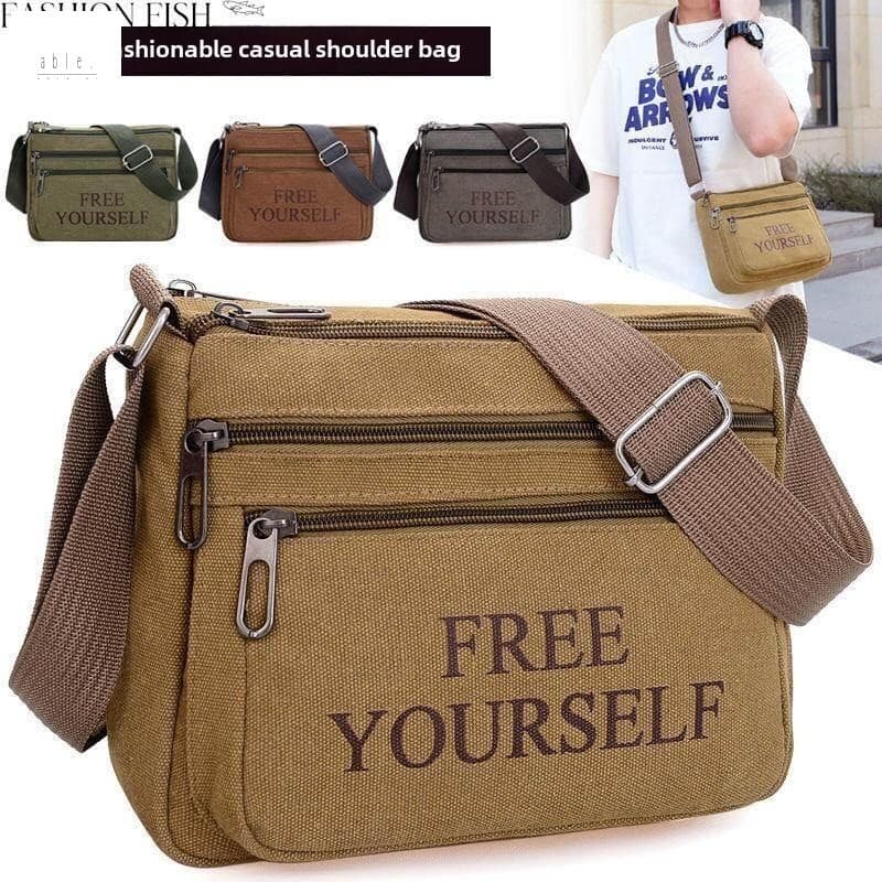 Bolsa Crossbody Masculina De Lona Espessada-De Dinheiro Comercial De Ombro Único Para Trabalho