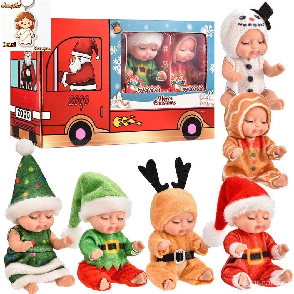 Conjunto de 6 peças Reborn Simulação Boneca Renascida Bebe Silicone Dormir Sólida Bebê Presente de Natal para raparigas