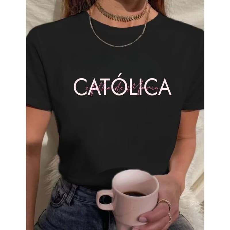 T-Shirt CATÓLICA e filha de MARIA 100% Algodão