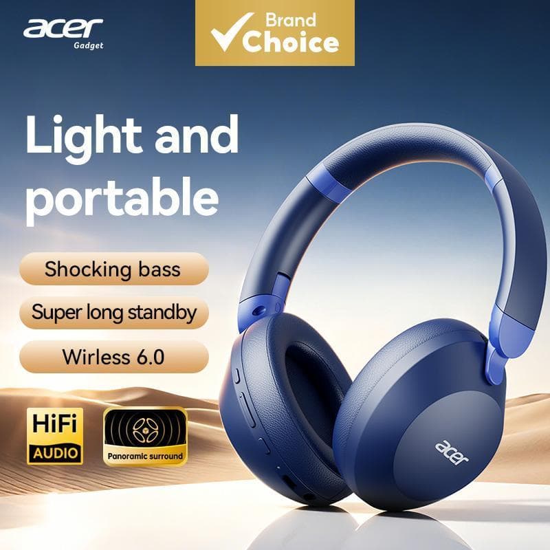Acer OHR653 Fones De Ouvido Sem Fio Bluetooth Sobre A Orelha ANC Com Microfone HiFi Type-C Para Música Uso Diário Viagen