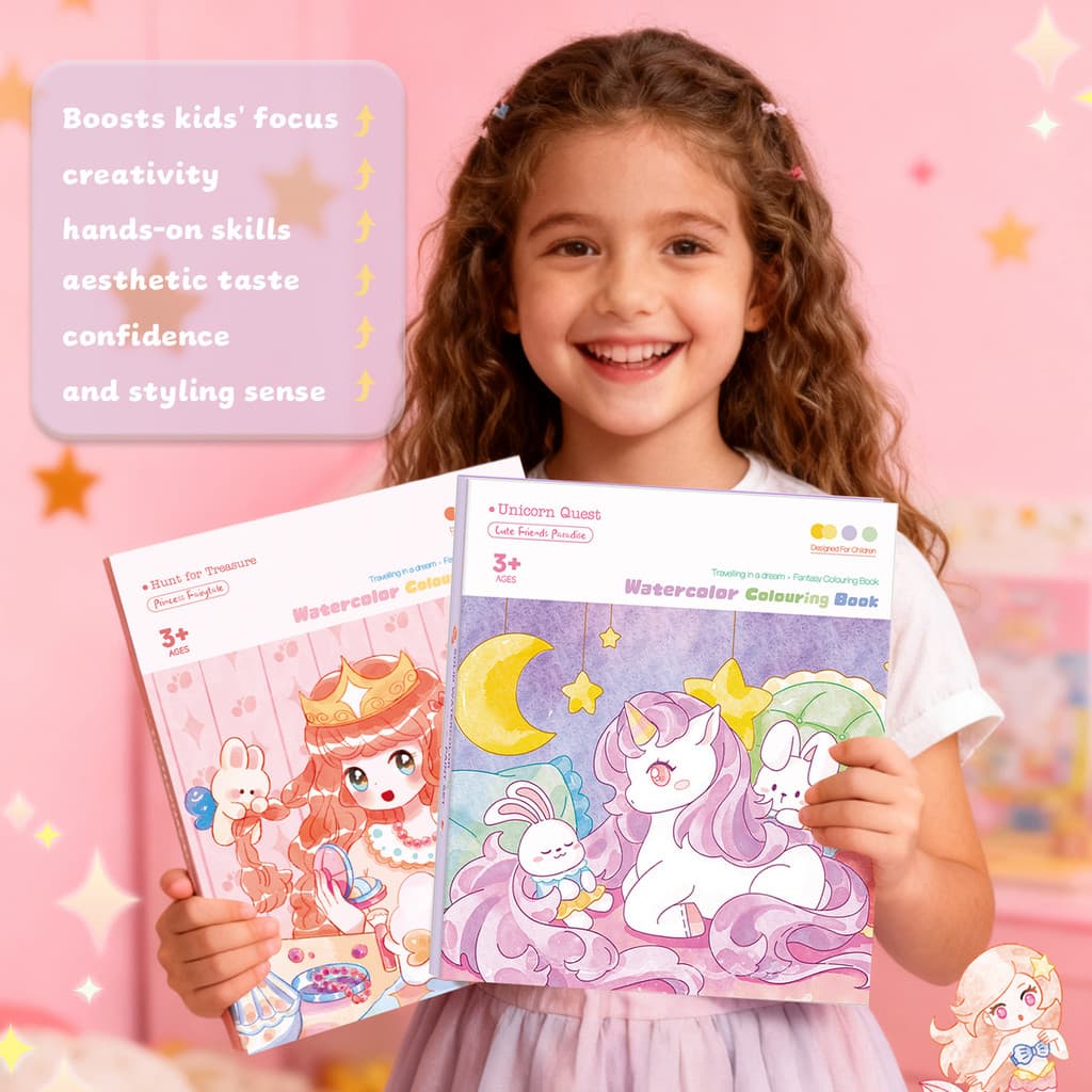Livro De Colorir Portátil DIY Em Aquarela E Guache , Conjunto De Pintura Com Tintas Incluídas Para Atividades De Arte In