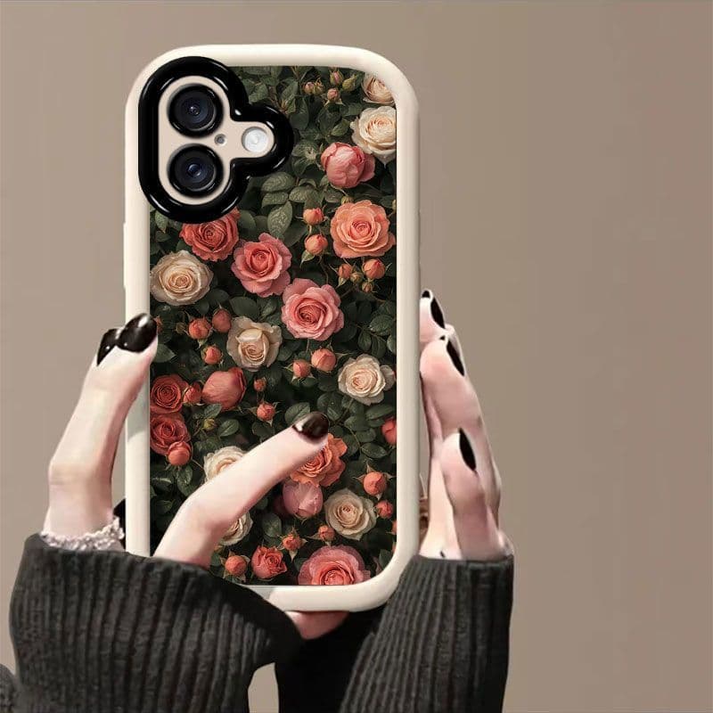 Pronta Entrega |   Capa de Telefone com Estampa Floral de Rosas para Casal para iPhone 16 / 15 Plus / 14 / 13 |   Capa P