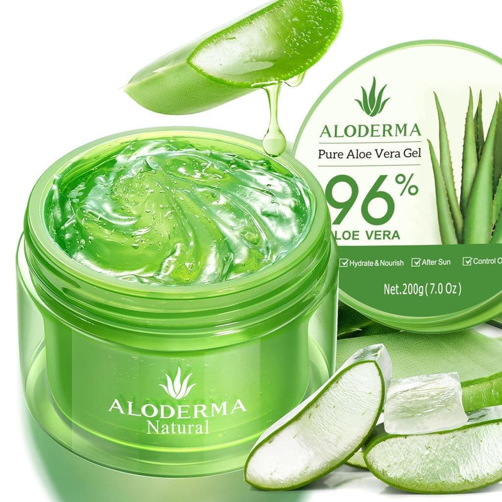 Gel de Aloe Vera Aloderma Produzido em até 12 Horas Após a Colheita com 96% de Aloe Vera Orgânica Pura para Pele, Couro