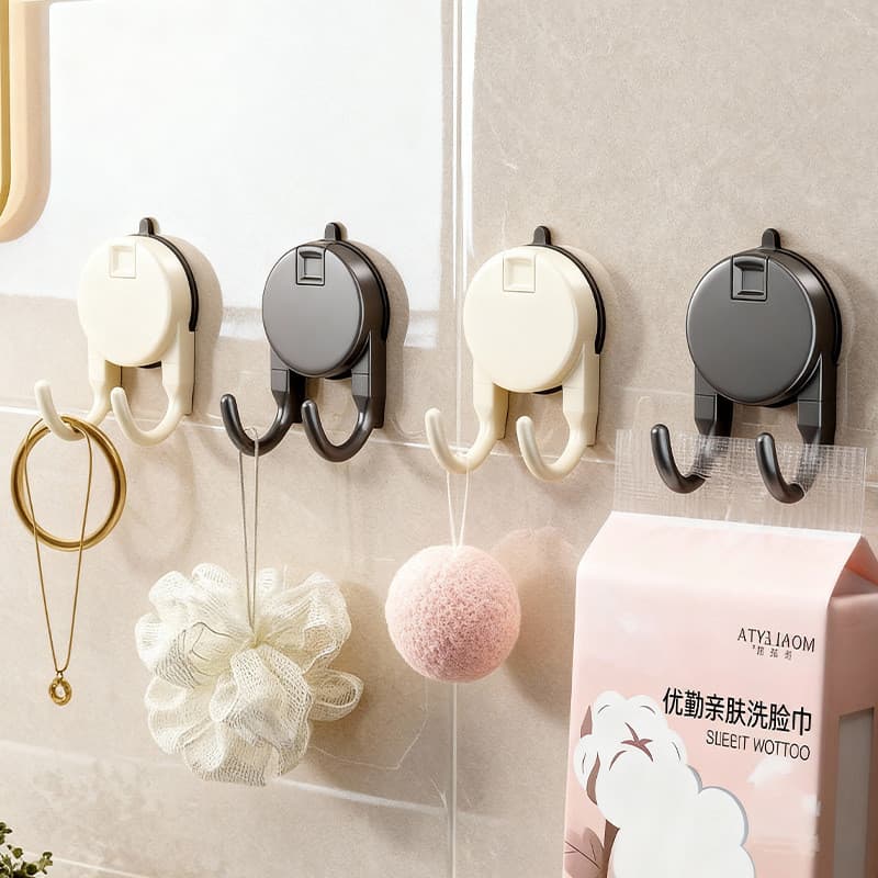 Suporte de lenços com ventosa e ganchos duplos, gancho multifuncional de parede para roupas e chapéus, gancho adesivo fo