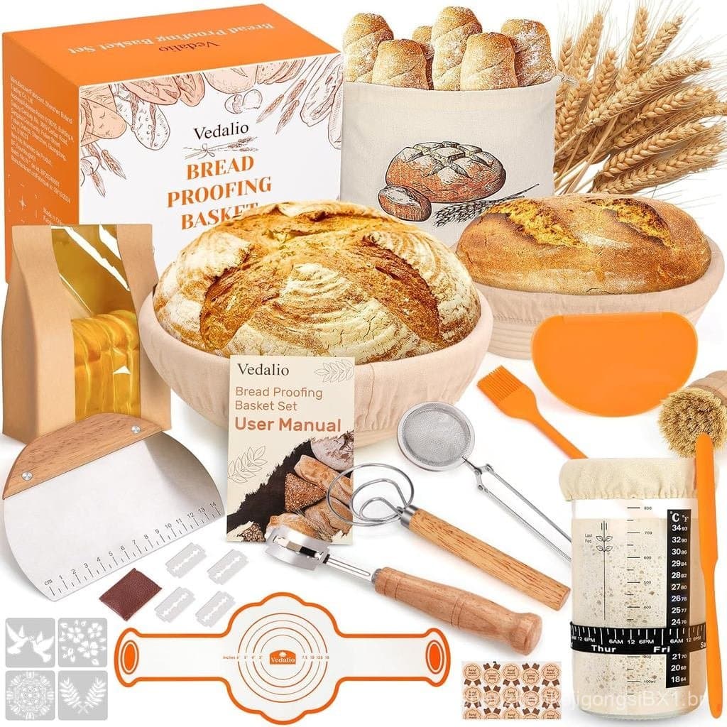 Suprimentos para Panificação de Pão de Fermentação Natural, Kit Inicial de Fermentação Natural, Cesto para Fermentação d