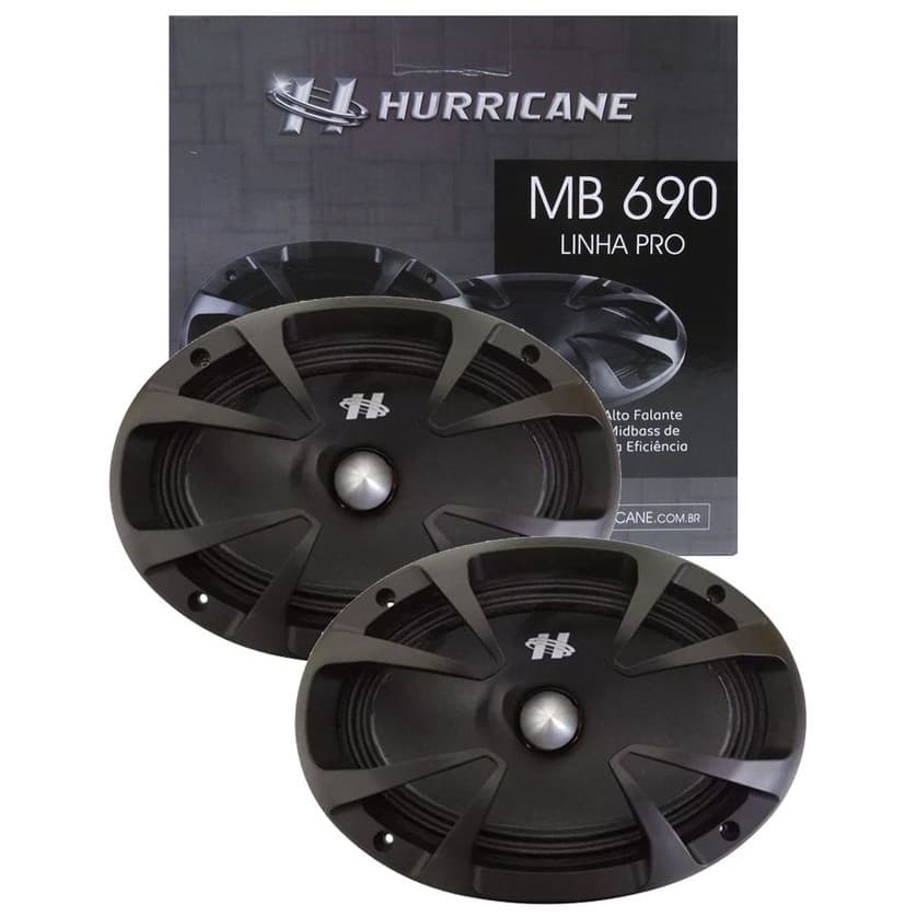 Par Alto Falante Medio Grave Hurricane Pro MB690 6x9" 460W RMS Bobina Simples 4 Ohms