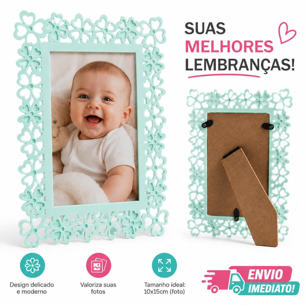 Porta Retrato Infantil 10x15 Moldura Trevos Coloridos | Eternize os Momentos Mais Especiais | Porta Retrato Decoração