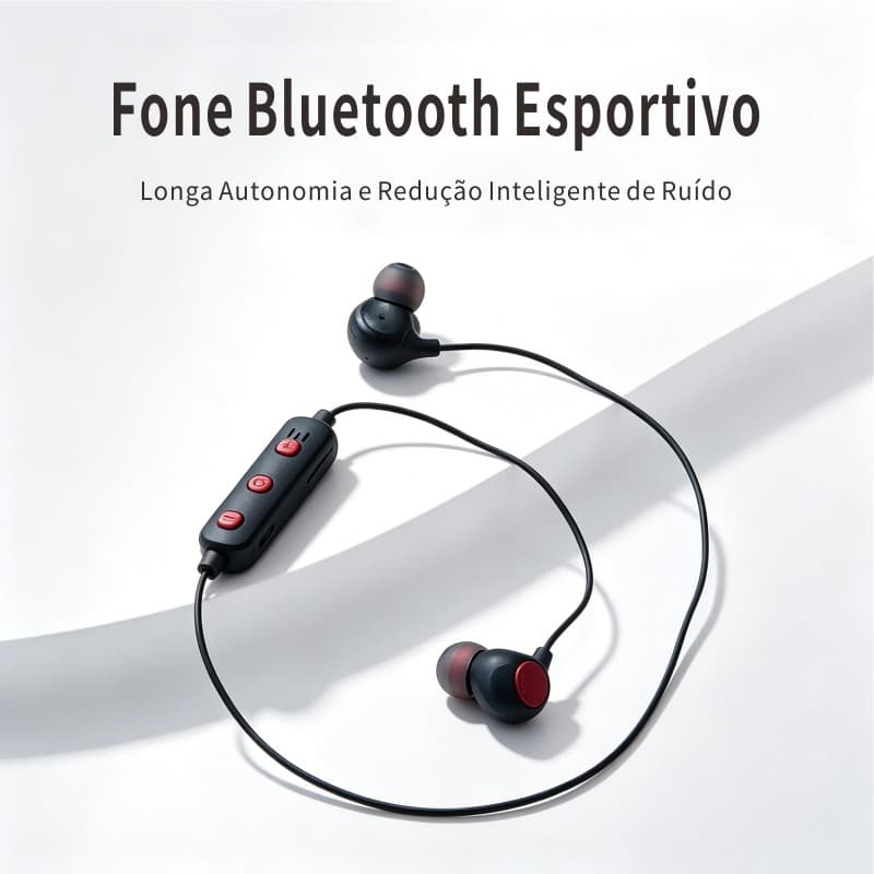 Fone Bluetooth Sem Fio com Microfone Controle de Volume Recarregável USB Para Música Chamadas