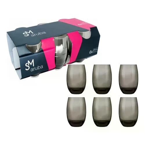 Jogo De Copos Aruba 465ml 6 Peças Cozinha Grande Nadir - Fumê