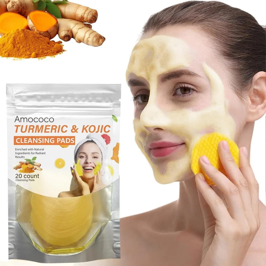 Pads de Ácido Turérico e Kójico - 20 peças, Pads de Limpeza Facial Suaves e Naturais, Limpeza Profunda, Textura Macia, P