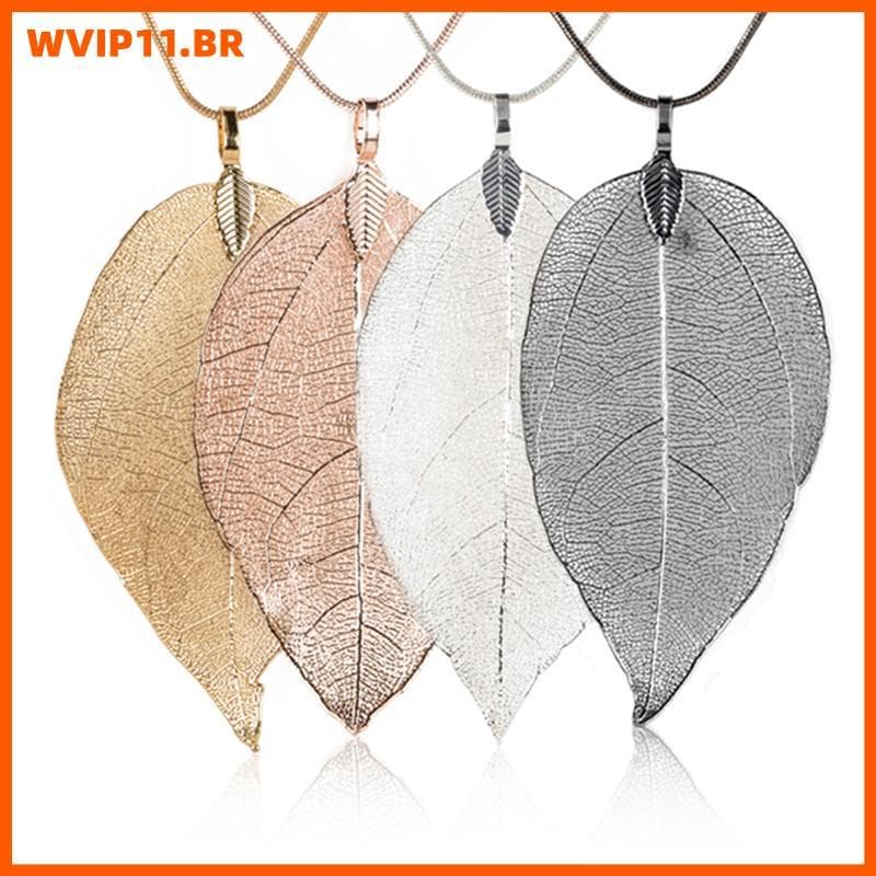 WVIP Joias Exclusivas Da Moda Feminina Com Pingente De Suéter De Folha Simples Colar De Corrente Longa BR