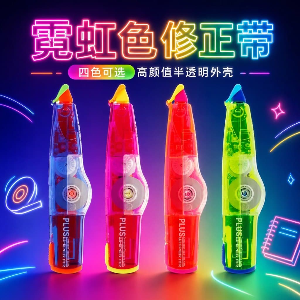 2026 Novo estilo Japão plus plus Fita corretiva Cor Neon Fita corretiva de edição limitada Transparente de alto valor Fi