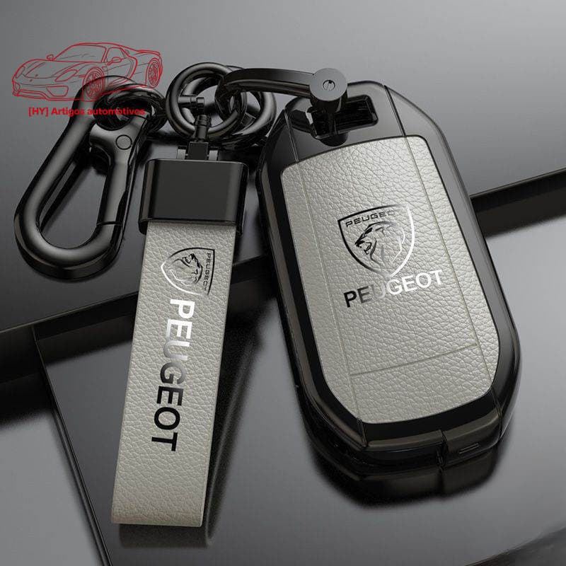 [Pronta Entrega] Capa para Chave de Carro para Peugeot 408 2008 3008 4008 301 508 308S 407 Liga de Zinco + Couro Microfi