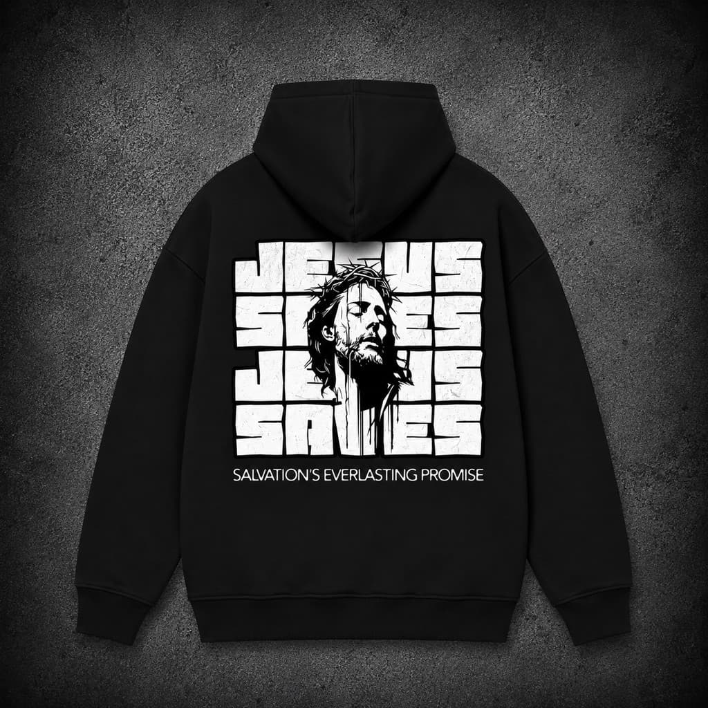 Blusa de Frio Moletom Canguru Jesus Saves Unissex Cristão Gospel Streetwear Estampa Minimalista