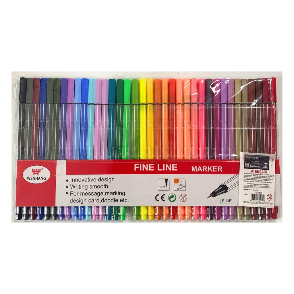 Kit 36 Canetas Cores Fine Line Ponta Fina 0.4mm 1ª Linha