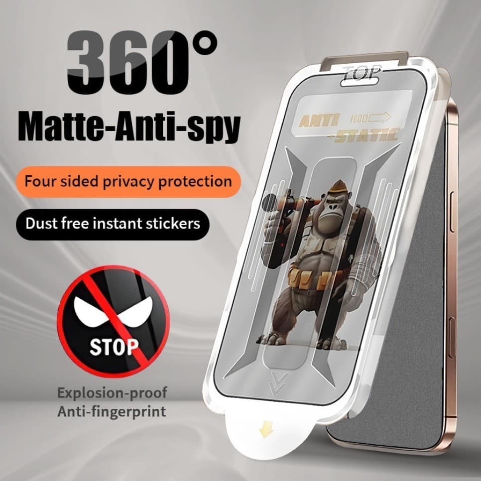 360 ° Fácil Instalação Capa Completa Fosco Anti-Espião Protetor De Tela De Vidro Temperado Para iPhone 17 Pro Max 16 15