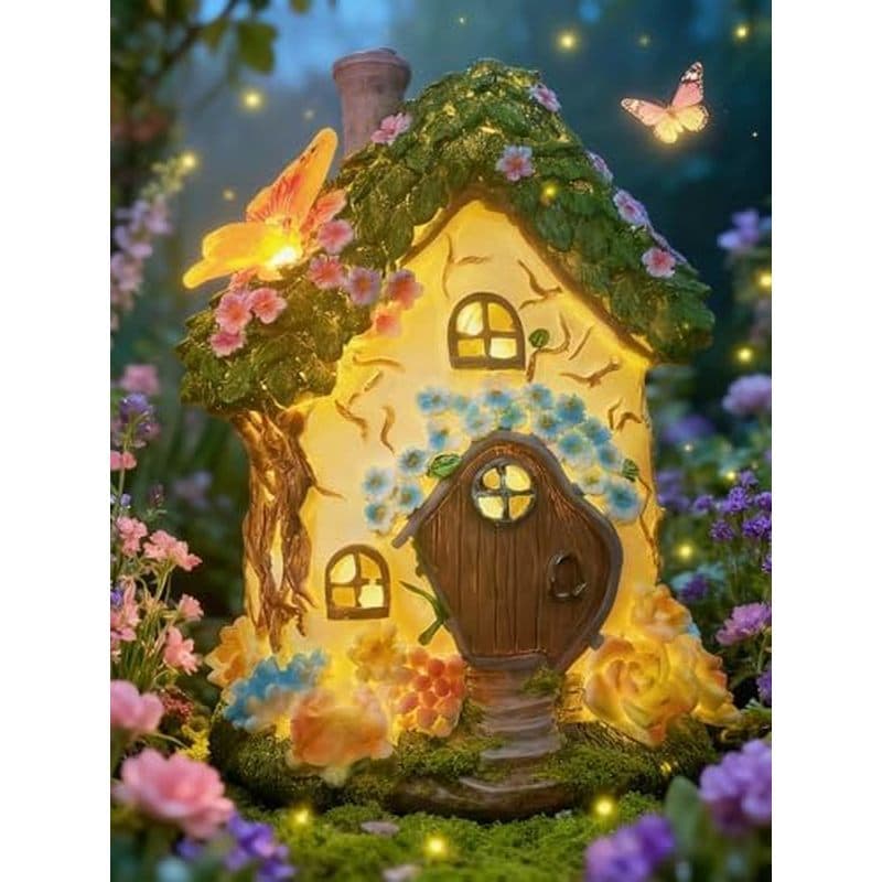 Casa De Jardim De Fadas , 8.3 Pol . , Acessórios Movido A Solo | Casas Ao Ar Livre Para Fora gnome ,