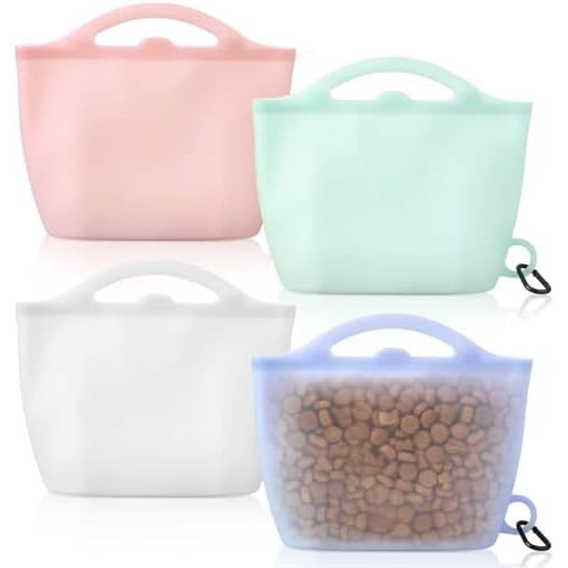 Bolsa De Silicone Para Tratamento De Cães , 4 Xícaras (1000ml) Treinamento De Grande Capacidade Com Clipe , Armazenament