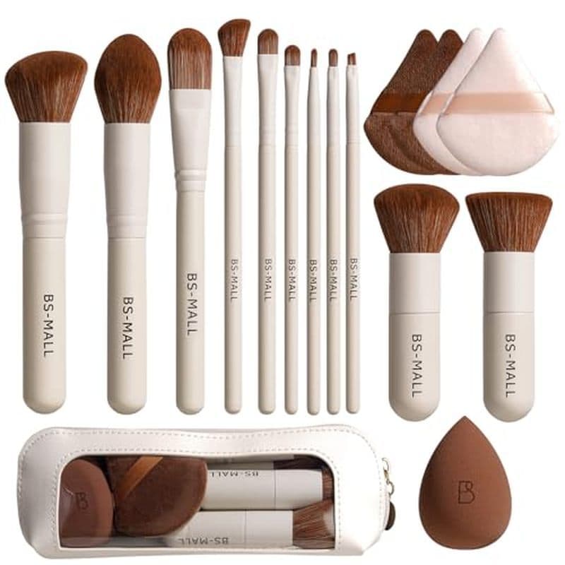 Conjunto De Pincéis De Maquiagem BS-MALL 11 Unidades De Bambu Sintético Kabuki Para Base Em Pó Corretivo Sombras Os Olho