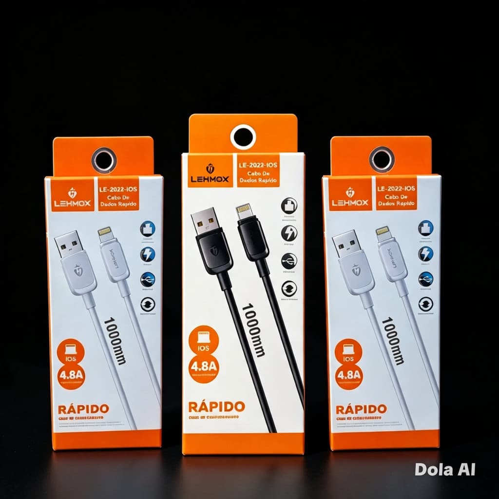 Kit 3 Cabo branco/preto Carregadores Lightning USB para iPhone –  Carregamento Rápido