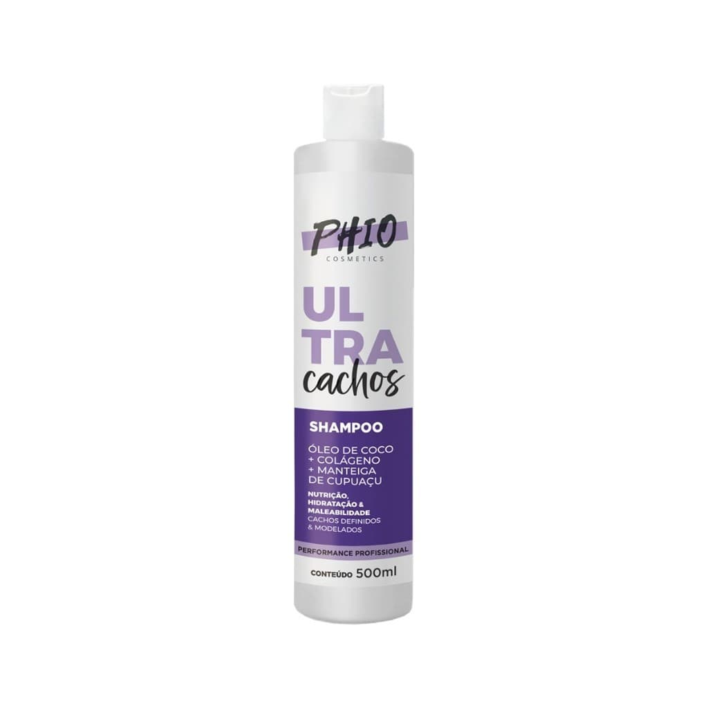 Shampoo Cachos Óleo de Coco Colágeno e Cupuaçu Hidratação PHIO Cosmetics Profissional
