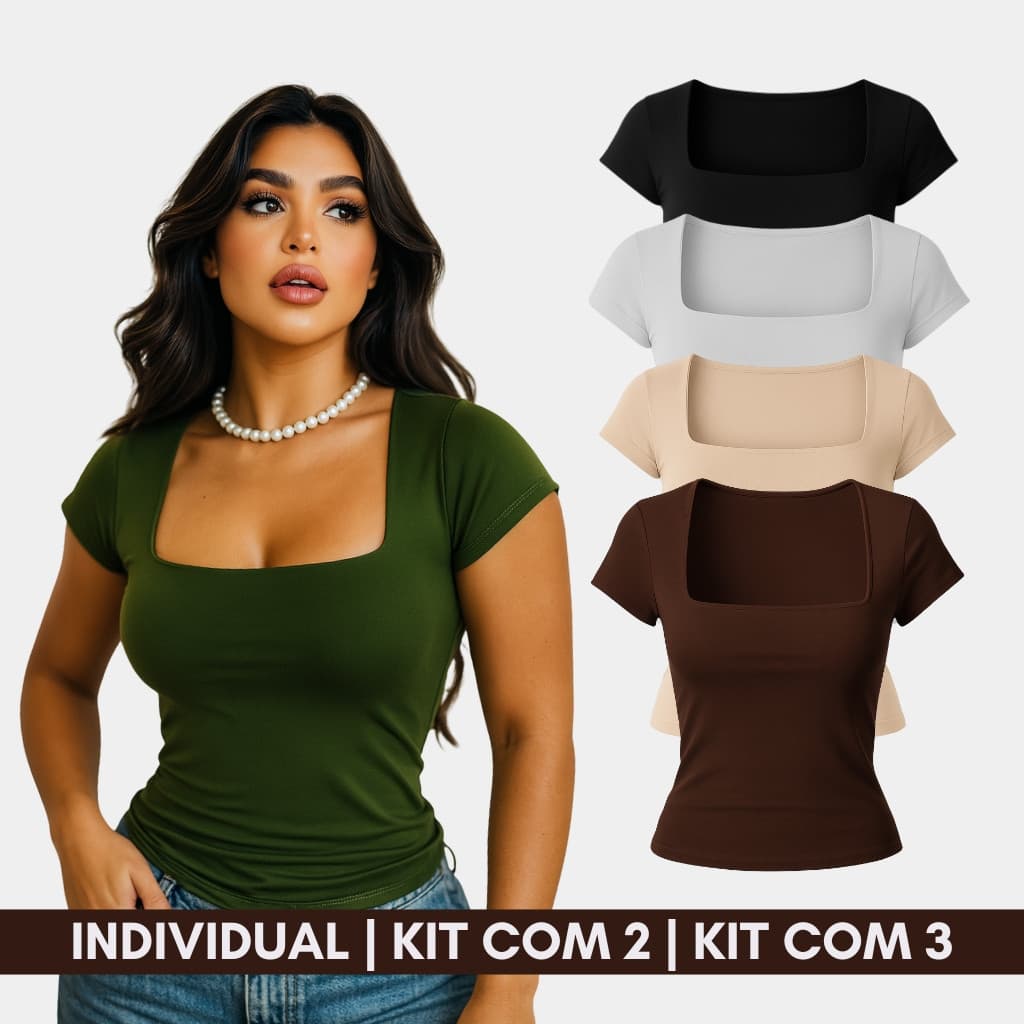 Blusa Gola Quadrada Suplex Forro duplo Tamanho unico