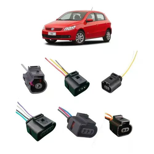 Kit 6 Plug Chicote Sensor Agua Óleo Rotação Bobina Vw Gol G5 Voyage