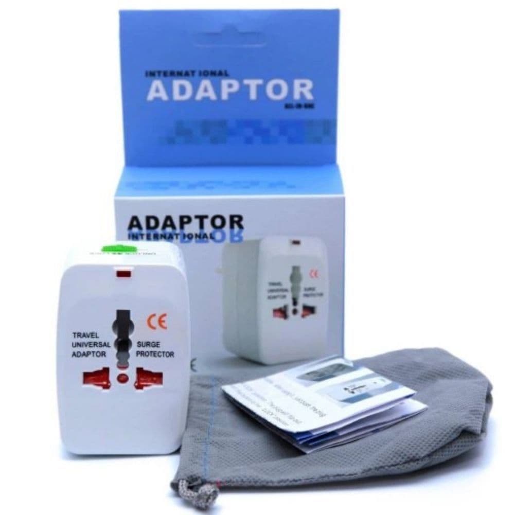 ADAPTADOR UNIVERSAL DE TOMADA PARA VIAGEM BIVOLT COMPATÍVEL COM MAIS DE 150 PAÍSES EU US UK AUS