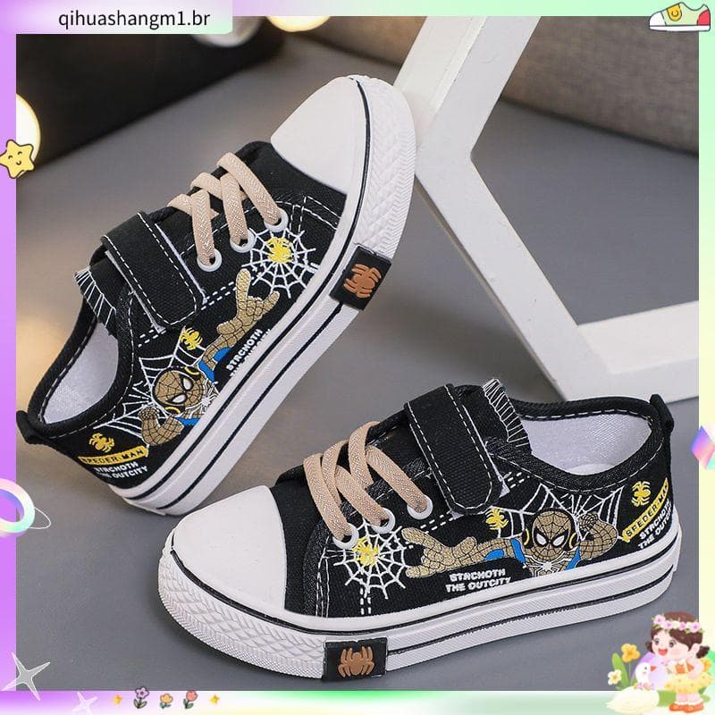 Meninos sapatos de lona sola sólida sola macia Anti-deslizamento sapatos Spiderman tênis primavera outono estudantes da