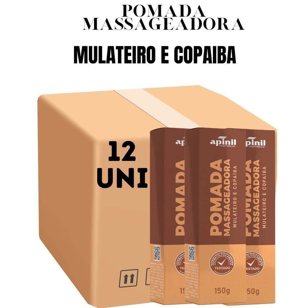 kit 12 Unidades Pomada Mulateiro e Copaiba 150G  Apinil (Campanha)