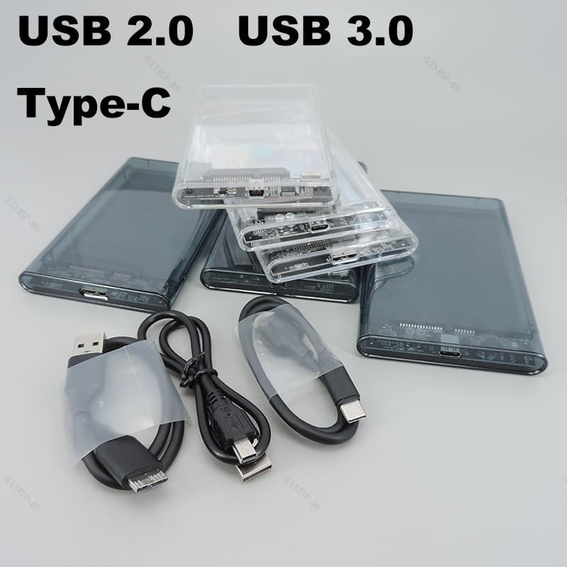 Caso hd Externo 2.5 SATA Para USB 3.0 5Gbps Transparente Portátil Disco Rígido Gabinete hdd PC SSD Caixa BR15B