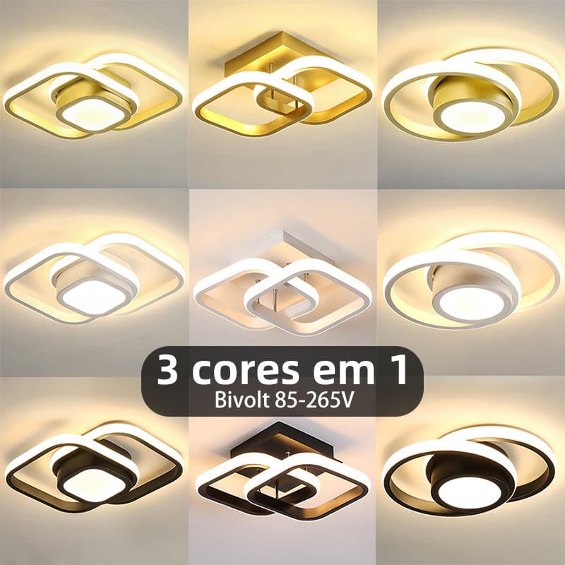 Tamanho maior Lustre Moderno De Teto Led Em 3 Cores (110V/220V) Para Corredor , Sala De Estar , Quarto , Cozinha