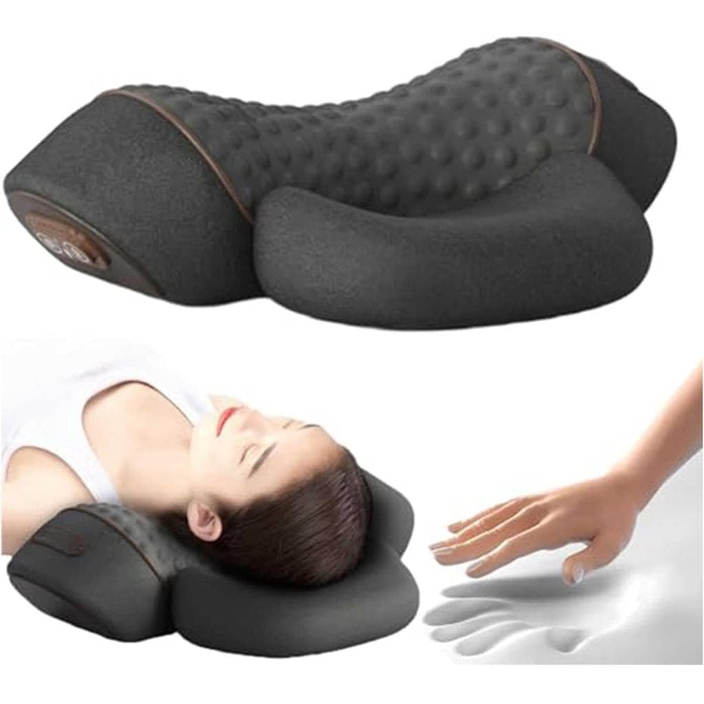 Almofada Massageadora de Pescoço 3 em 1 com Aquecimento, Nova Almofada Massageadora Cervical, Corretor de Ombros e Traçã