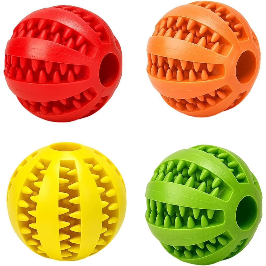 Bola de Mastigar para Petiscos, Pacote com 4 Brinquedos Interativos Dispensadores de Petiscos para todos os Animais de M