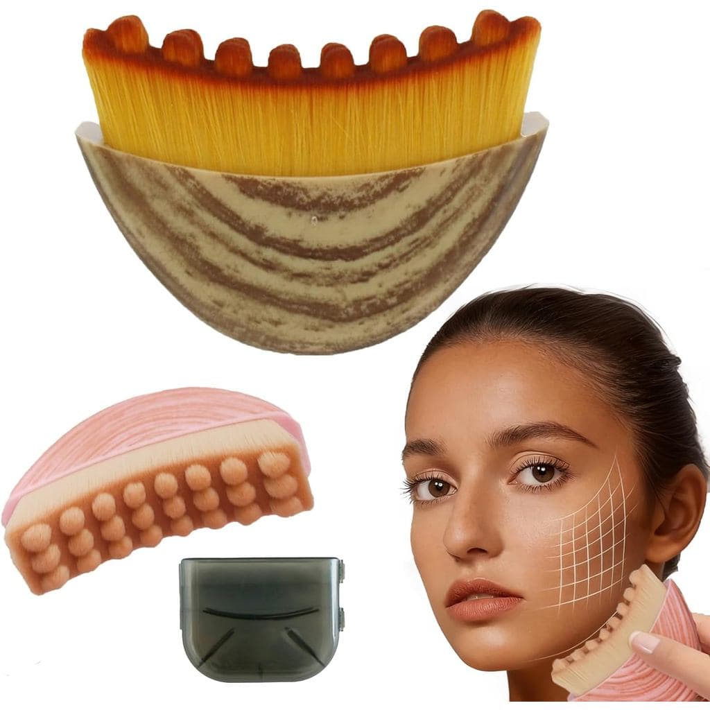 Escova Facial Linfática Atualizada 2026, Massageador Manual 2 em 1 para Drenagem Linfática e Limpeza Facial, Escova de C