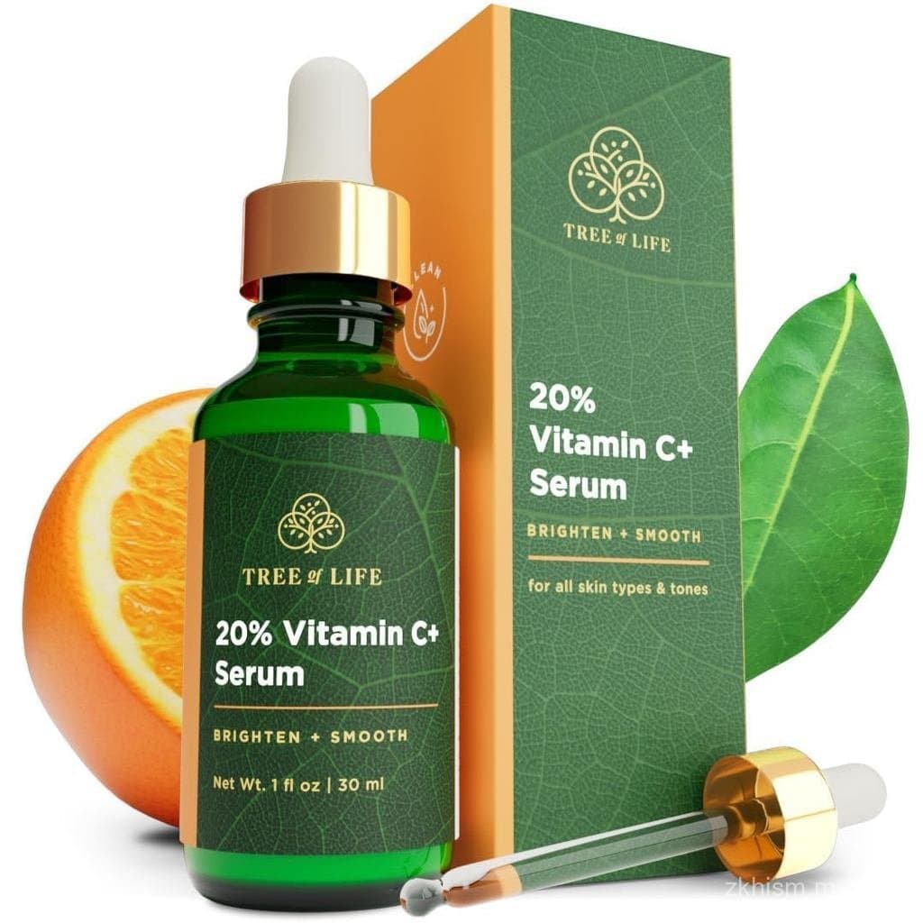 Sérum Facial de Vitamina C Tree of Life - Óleo Facial Iluminador para Manchas Escuras e de Idade - Para Pele Seca e Sens