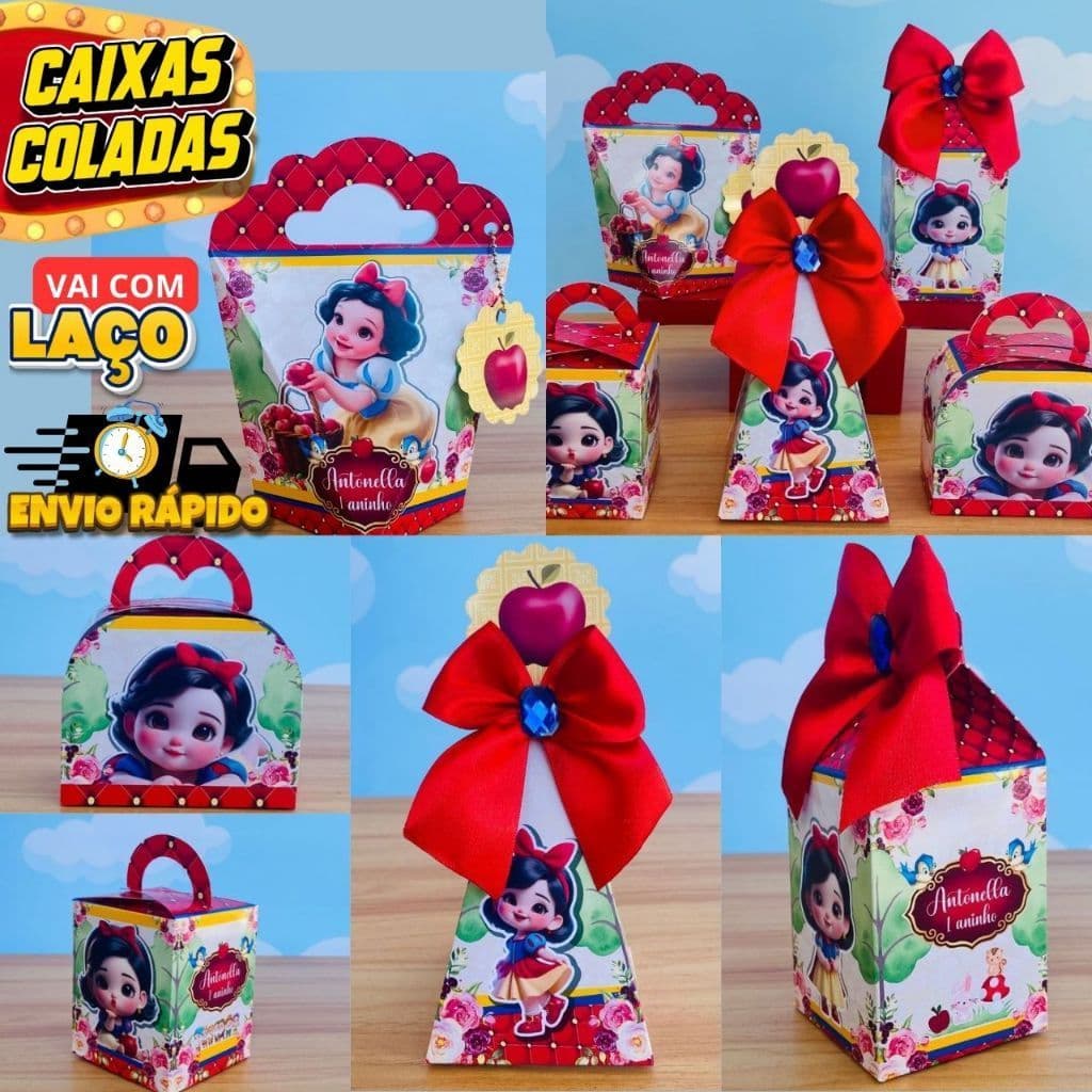 Kit Festa Branca de Neve Baby | 15 Caixas Personalizadas | Lembrancinhas Festa Infantil | Semi Montado