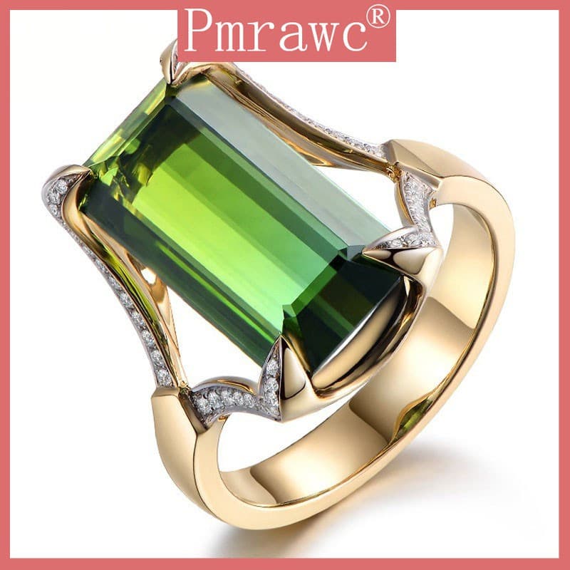 (Atacado) Anel de Pedra Preciosa Verde de Luxo Europeu e Americano IFHA
